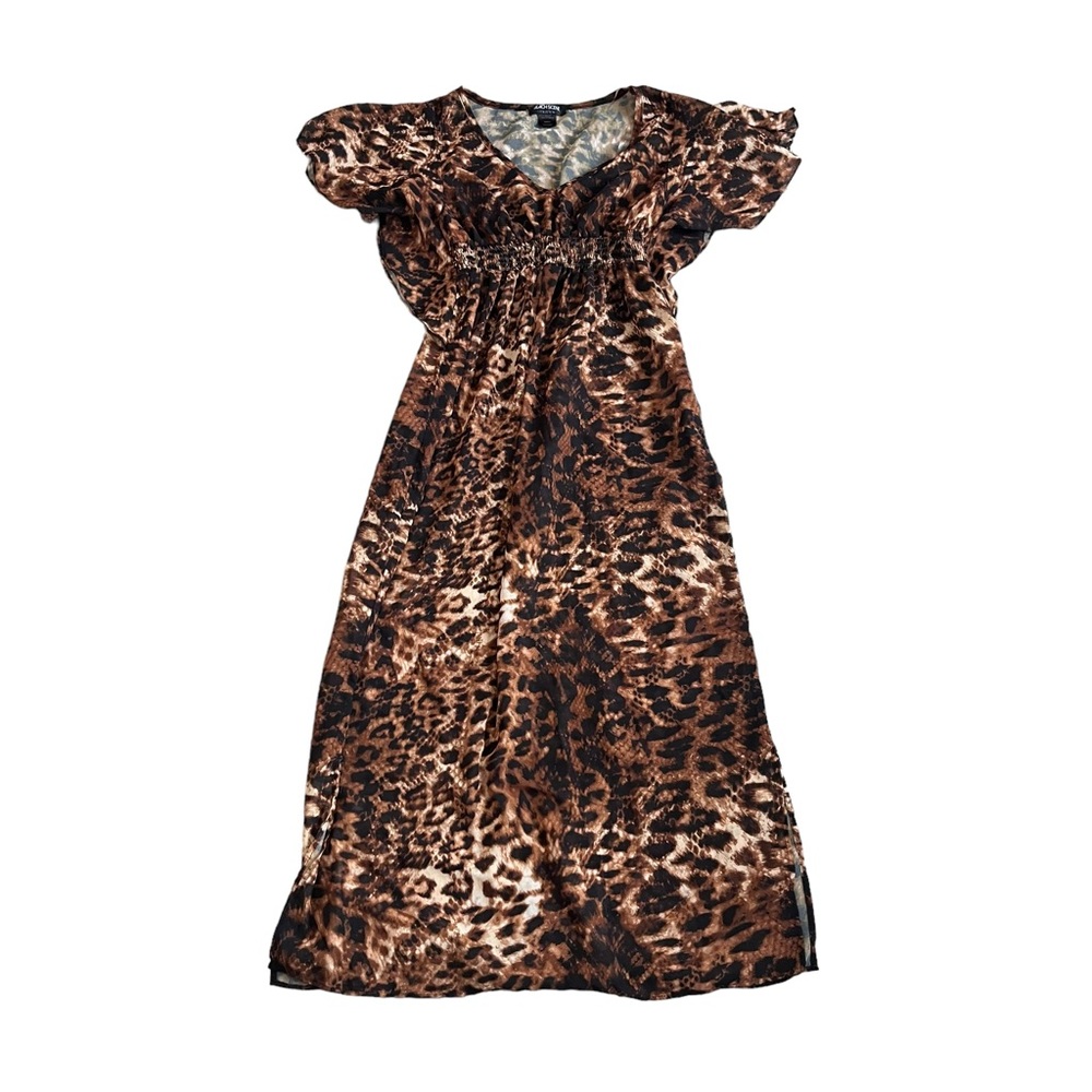 Beach scene leopard print beach coverup dress